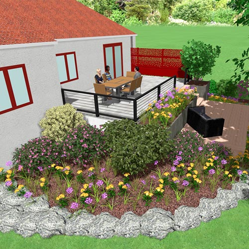 Adaptation des points de niveau et terrasse design avec Bretaudeau Paysagiste