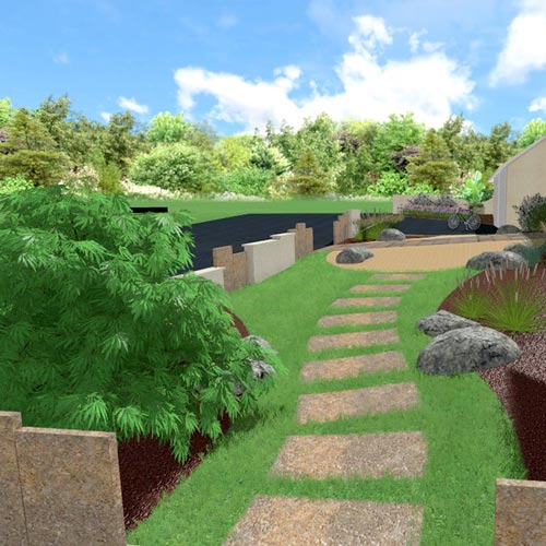 Vue 3D de votre projet d'aménagement de jardin paysagiste près de Clisson