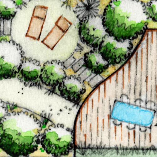 Croquis de design de terrasse et jardin  dans la région de Cholet